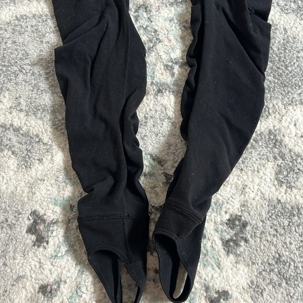 Lululemon Wunder Under Pant Stirrup Leggings Black Gray Striped Size 4